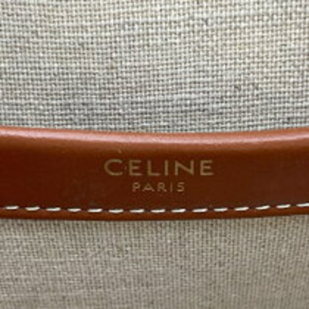 Celine Cabatais Beige Tan Canvas Shoulder Bag - Picture 6 of 11